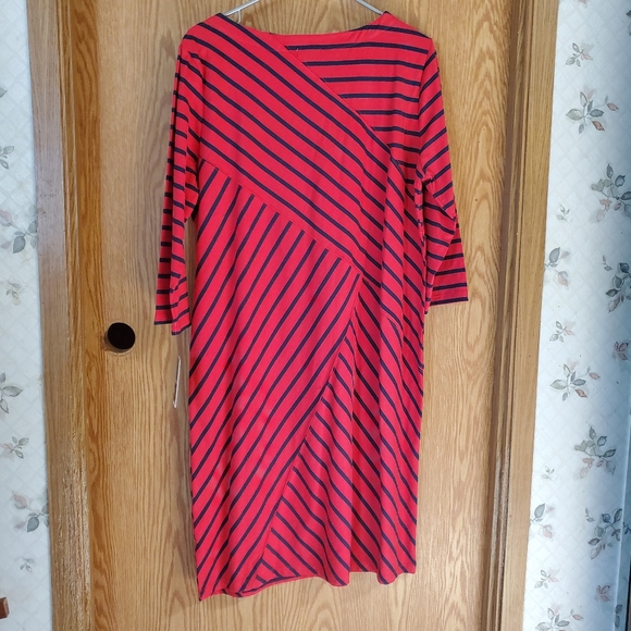 Izod red 3/4 sleeve midi in red rover combo red and blue cotton size L - Picture 8 of 10